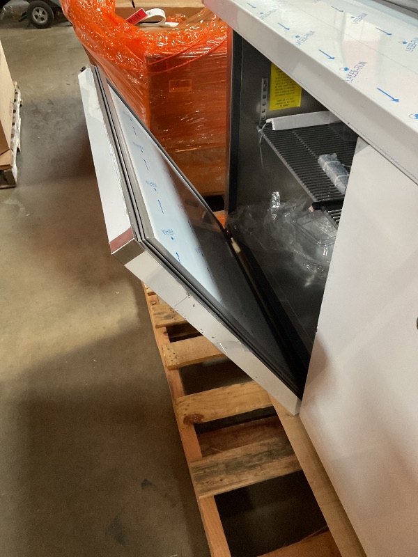 Photo 1 of *** MAJOR DAMAGE***Bluelinecool 60" W Commercial Refrigerator Sandwich Salad Prep Table, Stainless Steel 2-Door Sandwich Prep Table Refrigerator, Counter Fan Cooling Refrigerator with 16 Pans for Restaurant, Bar