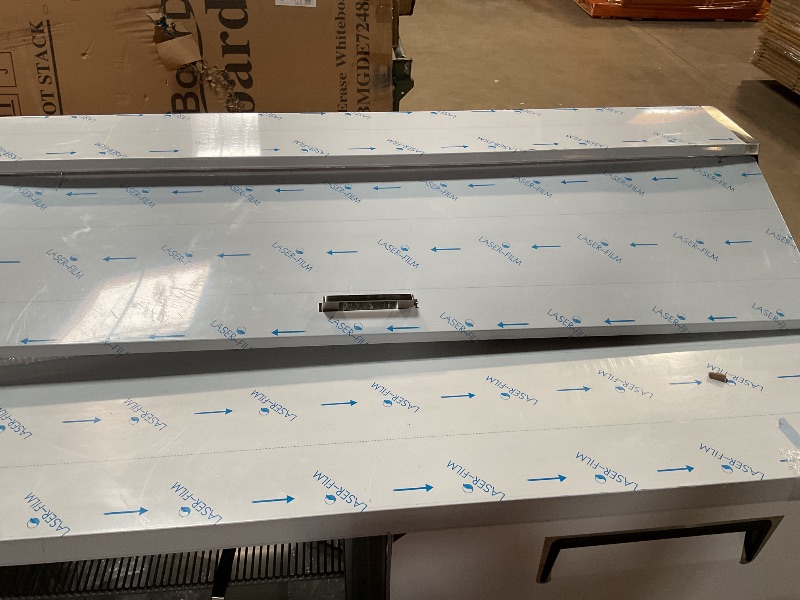 Photo 1 of *** MAJOR DAMAGE***Bluelinecool 60" W Commercial Refrigerator Sandwich Salad Prep Table, Stainless Steel 2-Door Sandwich Prep Table Refrigerator, Counter Fan Cooling Refrigerator with 16 Pans for Restaurant, Bar