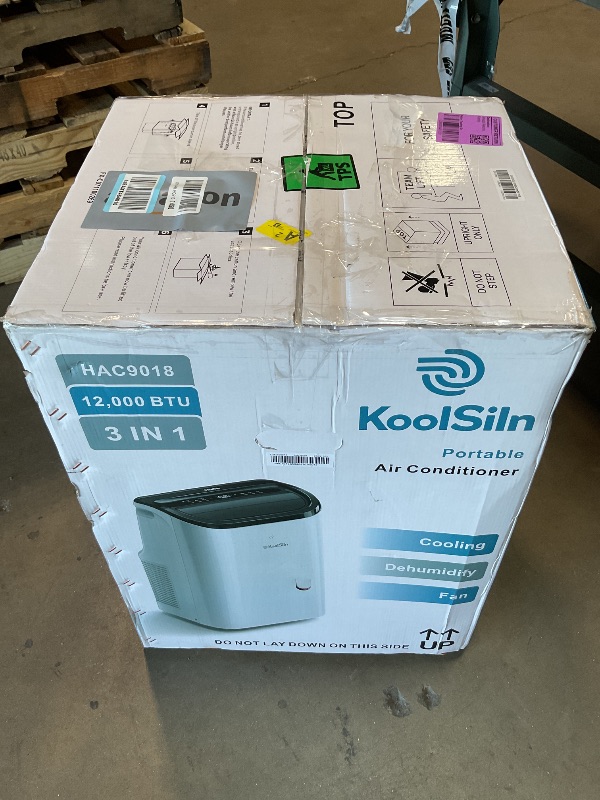 Photo 1 of *** MINOR DAMAGE***12,000 BTU Portable Air Conditioner Cools Up to 550 Sq.Ft, Auto-Evaporation Low Noise Portable AC Unit with Remote Control Fits for Large Room, Office, Garage, White