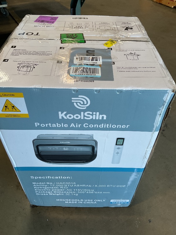 Photo 1 of *** MINOR DAMAGE***12,000 BTU Portable Air Conditioner Cools Up to 550 Sq.Ft, Auto-Evaporation Low Noise Portable AC Unit with Remote Control Fits for Large Room, Office, Garage, White