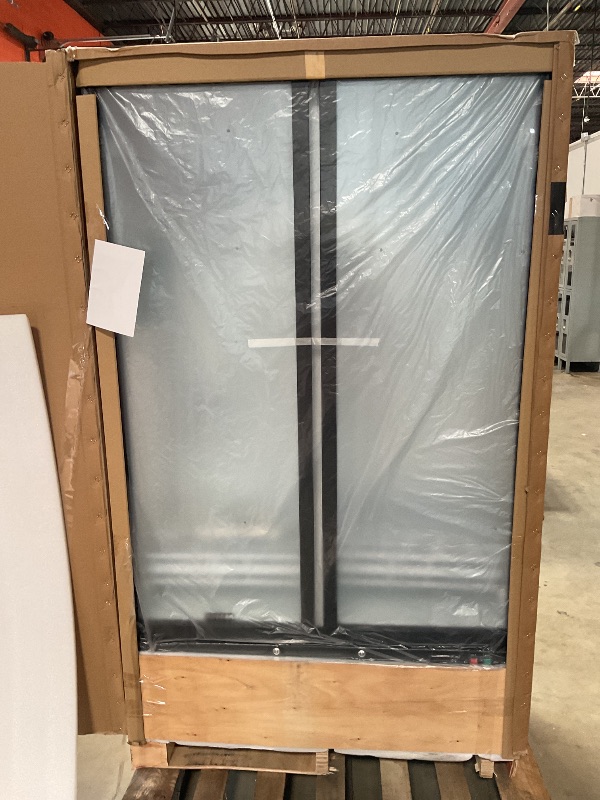 Photo 1 of *** MAJOR DAMAGE***BODEGACOOLER Commercial Merchandiser Refrigerator, 27.02 Cu.Ft Double Glass Door Beverage Cooler, Upright Display Refrigerator with Soft LED Light, Adjustable Shelves, 4 Heavy-Duty Casters, Black