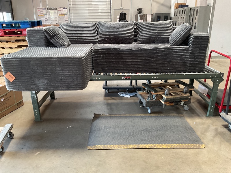 Photo 1 of *** USED/MINOR DAMAGE***104" L-Shape Modular Sectional Sofa Couch,Comfy Upholstered Cloud Couch for Living Room,Modern Minimalist Couches,Deep Seat,No Assembly Required (Gray,Plush Corduroy, Left Facing Chaise)