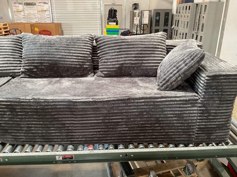 Photo 1 of *** USED/MINOR DAMAGE***104" L-Shape Modular Sectional Sofa Couch,Comfy Upholstered Cloud Couch for Living Room,Modern Minimalist Couches,Deep Seat,No Assembly Required (Gray,Plush Corduroy, Left Facing Chaise)