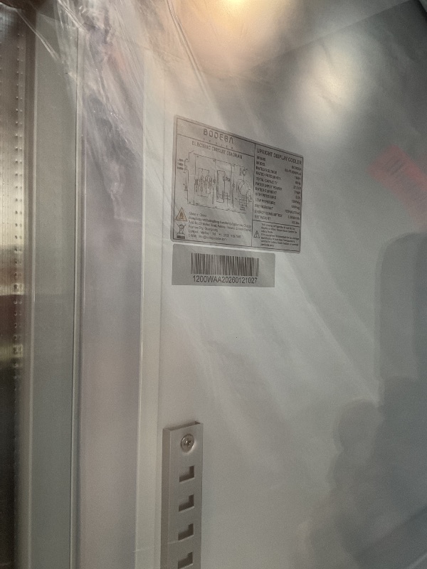 Photo 1 of *** MINOR DAMAGE***BODEGACOOLER Commercial Merchandiser Refrigerator, 40 Cu.Ft Double Glass Door Beverage Cooler, Upright Display Refrigerator with Soft LED Light, Adjustable Shelves, 4 Heavy-Duty Casters, Black