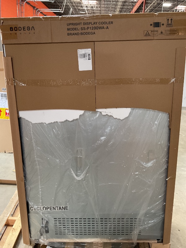 Photo 1 of *** MINOR DAMAGE***BODEGACOOLER Commercial Merchandiser Refrigerator, 40 Cu.Ft Double Glass Door Beverage Cooler, Upright Display Refrigerator with Soft LED Light, Adjustable Shelves, 4 Heavy-Duty Casters, Black