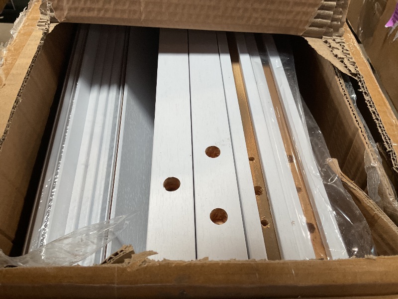 Photo 1 of *** MAJOR DAMAGE/UNKNOWN MISSING PARTS AND HARDWARE***Finosen Bifold Barn Door 36 x 84 in (Double 18 inch)?Bi-fold Sliding Closet Doors with Hardware Track kit Included, 3.3ft Rail for 2 Doors, MDF Wood Panel,PVC Surface, Save Space,DIY Assembly, White