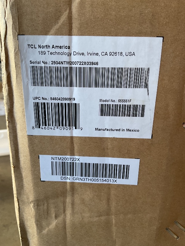 Photo 1 of ****NON-REFUNDABLE/ FOR PARTS ONLY CANNOT BE SETUP NO IN A BOX**** TCL 65-Inch Class S5 UHD 4K LED Smart TV with Fire TV (65S551F, 2024), Dolby Vision, HDR PRO+, Atmos, Alexa Built-in, Apple AirPlay 2, Streaming Television