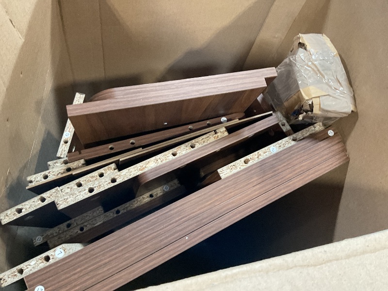 Photo 1 of *** MINOR DAMAGE/UNKNOWN MISSING PARTS AND HARDWARE***KEIKI 30”-99”L Extendable Foldable Dining Room Table with Storage for 1-10 People, Wood Modern Rustic Rectangle Expandable Kitchen Living Meeting Room Furniture, 5 Tabletop Length Options, Walnut