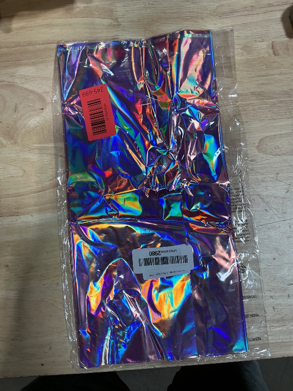 Photo 1 of 1 Pack Iridescent Pink Plastic Tablecloths, FunnyPars Shiny Disposable Laser Rectangle Table Covers, Holographic Foil Tablecloth Iridescent Party Decorations for Kpop Birthday Wedding Xmas, 54x108Inch