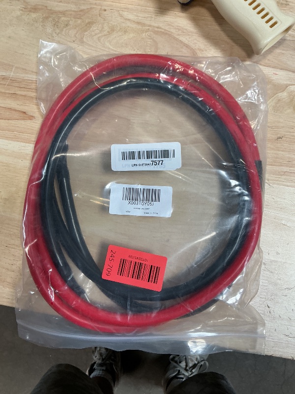 Photo 1 of 2 AWG Battery Cable 2AWG Gauge Battery Inverter Cables for Automotive Solar Marine Boat RV Car Motorcycle (2 AWG, 5FT, 3/8")