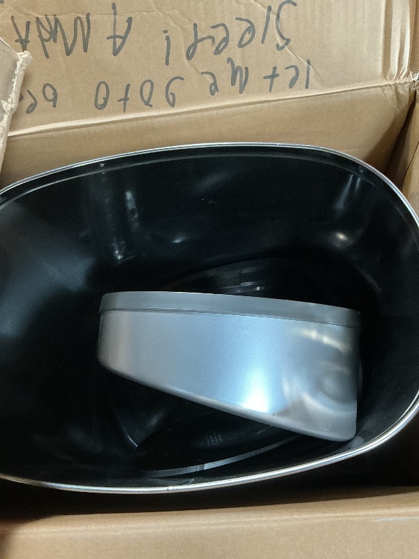 Photo 1 of ***FOR PARTS /ONLY MOTION SENSOR NON-FUNCTIONAL*** Ninestars DZT-42-9 Automatic Touchless Infrared Motion Sensor Trash Can, 11 Gal 42L, Stainless Steel Base (Oval, Silver/Black Lid)