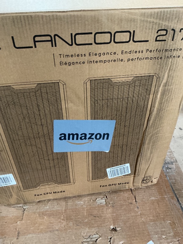 Photo 1 of **DENTED ON BASE AND LEFT SIDING*** Lian Li LANCOOL 217 Genuine Walnut Wood Computer Case, Mid-Tower ATX PC Case with 5 Pre-Installed PWM Fans 2x170mm, 2x120mm & 1x140mm, Flexible PSU & Cable Installation - Black (LAN217X)