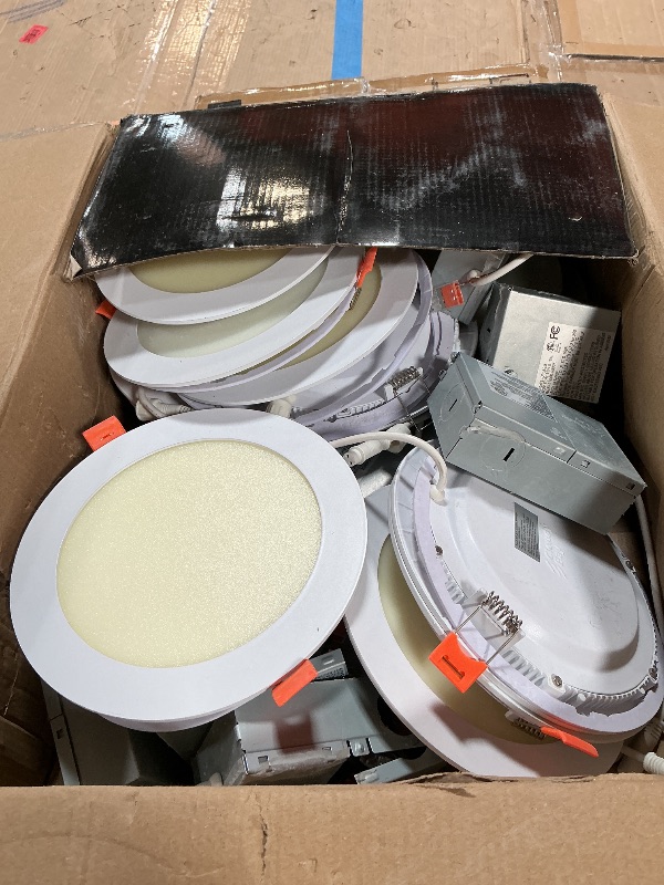 Photo 1 of ***USED***Amico 24 Pack 4 Inch 5CCT Ultra-Thin LED Recessed Ceiling Light with Junction Box, 2700K/3000K/3500K/4000K/5000K Selectable, 10W Eqv 60W, Dimmable Can Light, 800LM High Brightness Downlight - ETL&FCC