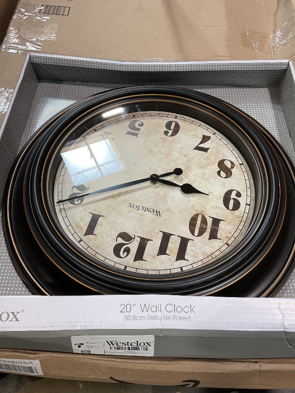 Photo 1 of ***FOR PARTS/ NON-FUNCTIONAL***Westclox Traditional Large Wall Clock Battery-Operated Clock for Living Room, Bedroom, Office | Ideal Housewarming Gift (20 Inch, Rustwood)
