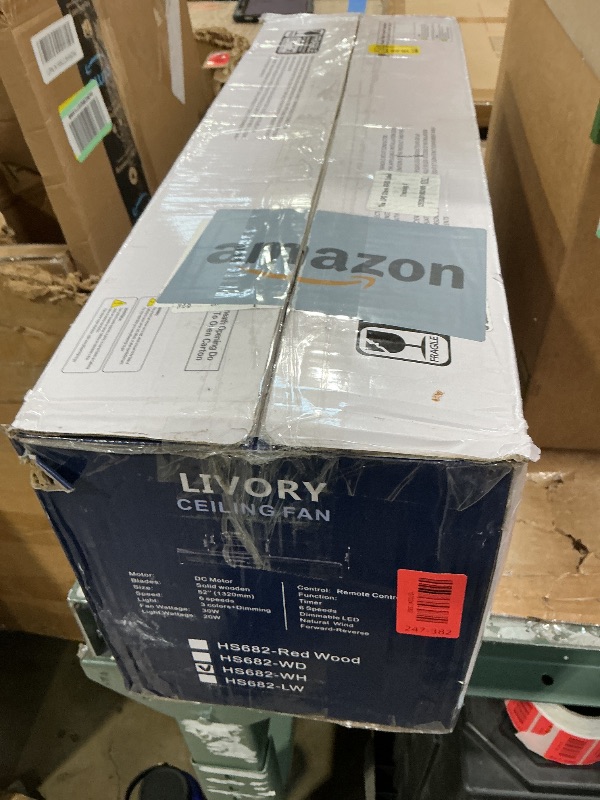Photo 1 of **BROKEN PIECES** PARTS ONLY** Livory 52” Wood Smart Flush Mount Ceiling Fans with Lights and Remote,Quiet DC Motor,Outdoor Indoor Ultra Low Profile Ceiling Fan works with Alexa WIFI APP,Modern White Ceiling Fan for Bedroom Patio