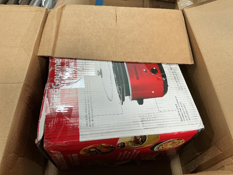 View 3 of ***FOR PARTS ONLY/ BROKEN*** Elite Gourmet MST-900RXT Electric Ceramic XL Jumbo Slow Cooker, Adjustable Temp, Entrees, Sauces, Stews & Dips, Dishwasher Safe Glass Lid & Crock, 8.5Qt, Metallic Red