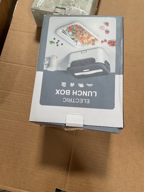 Photo 1 of ***MISSING CARRYING BAG/ CHARGER CORD*** Herrfilk Electric Lunch Box Food Heater 100W, 4 in 1 Ultra Quick Heated Lunch Boxes for Adults 12V/24V/110V/220V Portable Food Warmer for Car/Truck/Office With Fork Spoon and Insulated Carry Bag