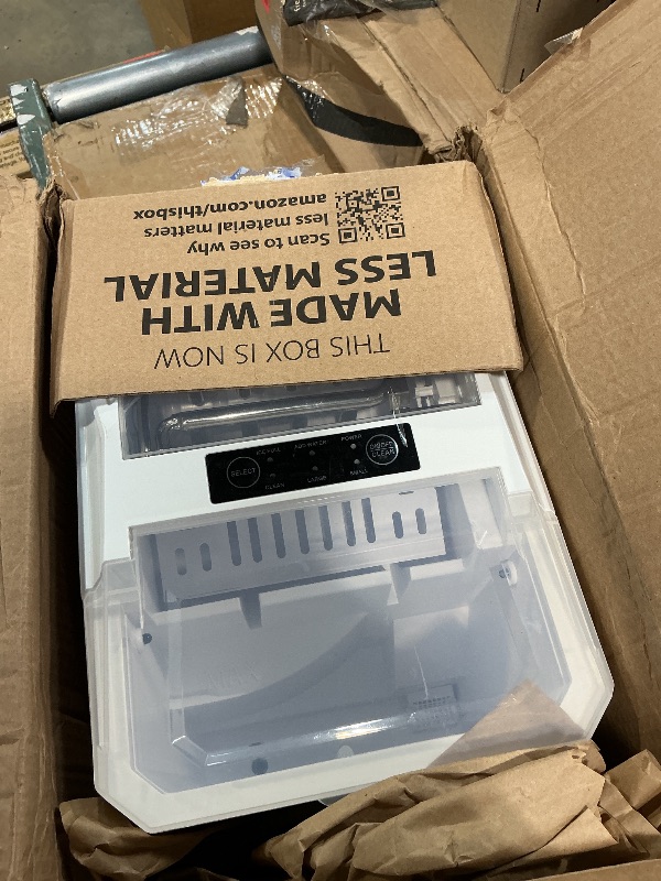 Photo 1 of ***NON FUNCTIONAL*** Smug Countertop Ice Maker, 9 Cubes in 6 Mins, 26lbs in 24Hrs, 2 Sizes of Bullet Ice, Auto-Cleaning, Portable Ice Machine with Handle, Basket and Scoop for Home Kitchen, Party, Camping(White)