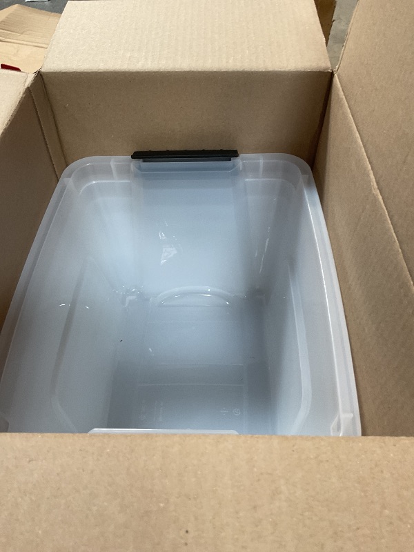 Photo 1 of ****MISSING LIDS*** IRIS USA 19 QT Plastic Storage Box with Lid and Latches - 6 Pack - BPA-Free, See-Through Organizing Solution, Durable Nestable Stackable Containers, Secure Pull Handle - Clear