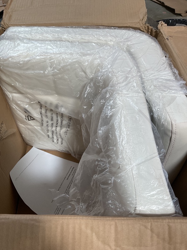Photo 1 of ***ONLY 2 CHAIRS /TOP PIECES ONLY/ MISSING BASE PIECES**
Sweetcrispy Bar Stools Set of 6, Armless PU Leather Adjustable Swivel Barstools, Hydraulic Kitchen Counter Height Thickened Seat Cushion Square Island Countertop Chairs with Back, White