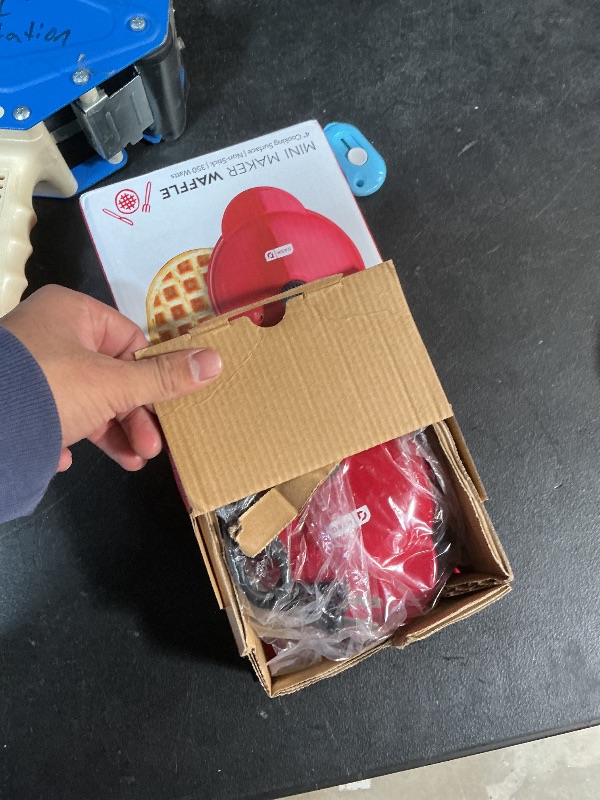 Photo 1 of **FOR PARTS ONLY/ BROKEN*** Dash Mini Waffle Maker- Compact Electric Iron for Creative Homemade Treats - Nonstick Surface - Easy-to-Clean - Perfect for Kids & Families - Red