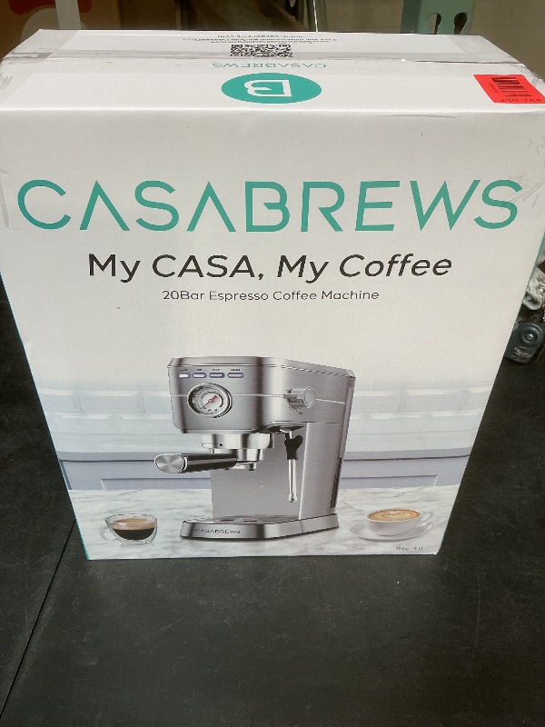 Photo 1 of CASABREWS CM5418 Espresso Machine 20 Bar, Compact Espresso Maker with Steam Milk Frother, Stainless Steel Coffee Machine with 34oz Removable Water Tank for Cappuccino, Small Latte Machine, Silver