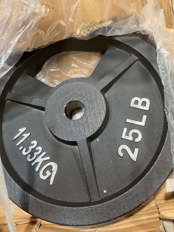 Photo 1 of **2 BOXES**1 INCH STANDARD WEIGHT PLATES, 2X 25 LB PLATES FOR HOME GYM STRENGTH TRAINING, 