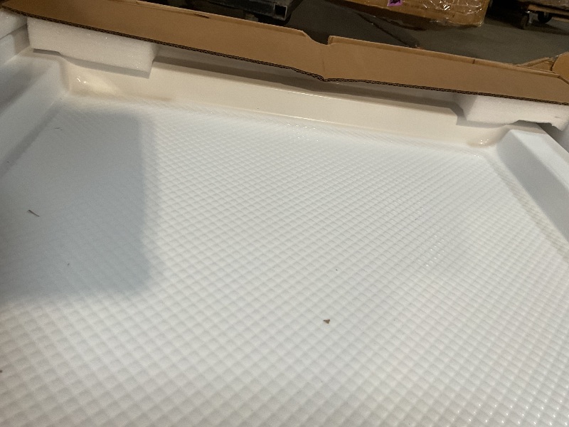 Photo 1 of ** DIRT. SCRATCHES from transport. **DreamLine SlimLine 30 in. D x 60 in. W x 2 3/4 in. H Center Drain Single Threshold Shower Base in White, DLT-1130600