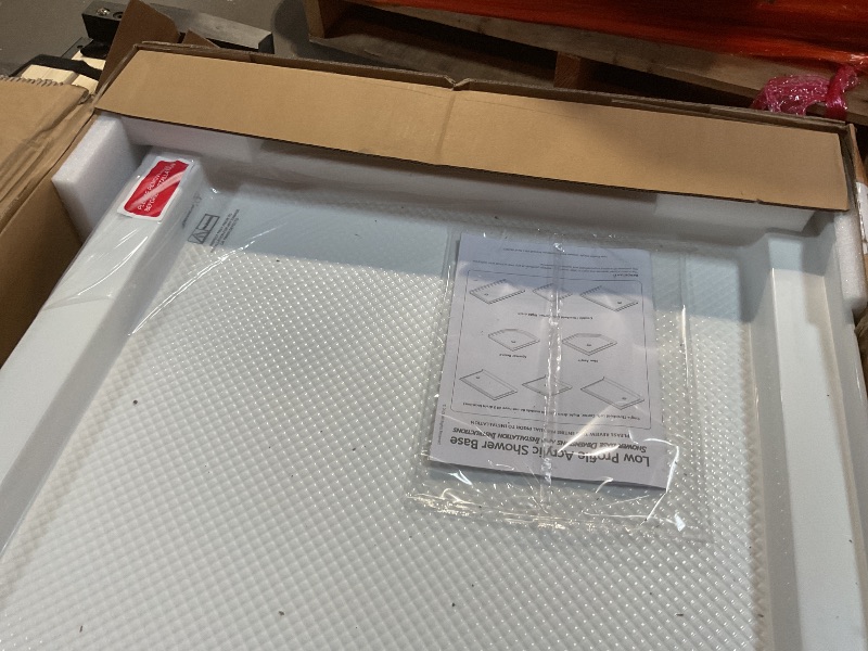 Photo 1 of ** DIRT. SCRATCHES from transport. **DreamLine SlimLine 30 in. D x 60 in. W x 2 3/4 in. H Center Drain Single Threshold Shower Base in White, DLT-1130600