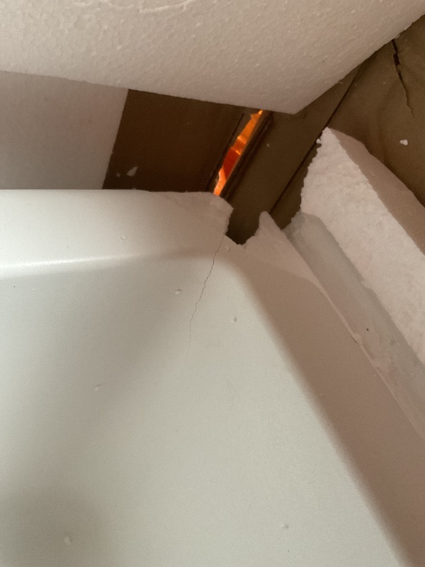 Photo 1 of **One corner is chipped/cracking **KRAUS Quarza 33-inch Drop-In/Undermount 60/40 Double Bowl Granite Kitchen Sink in White, KGD-442WHITE