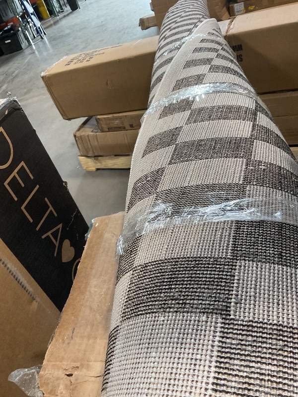Photo 1 of ** DIRT FROM TRANSPORT **Rugshop Black and White Checkered Area Rug – High-Contrast Grid Pattern Carpet for Living Room, Bedroom, or Dorm – Trendy Contemporary Soft Floor Décor 7' 10" x 10' Black