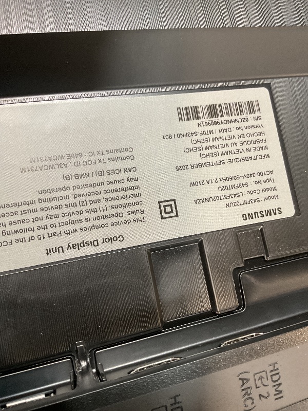 Photo 1 of ** MISSING REMOTE ** Samsung 43” Smart Monitor M7 (M70F) 4K UHD Display, Samsung Vision AI, Smart TV Apps, Gaming Hub, USB-C, HDMI and USB-A, Black, LS43FM702UNXZA, 2025