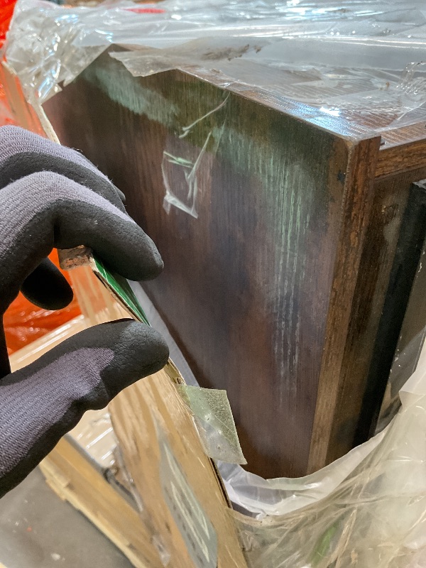 Photo 1 of ** DOOR CHEWED/ SELLING FOR PARTS. BACK PIECE HAS MAJOR CRACKING ** MAHANCRIS Dog Crate Furniture, 31.5" Farmhouse Dog Kennel with Sliding Barn Door, Wooden Dog Cage for Small Medium Dogs, Decorative Pet House Side End Table, Chew-Resistant, Rustic Brown 