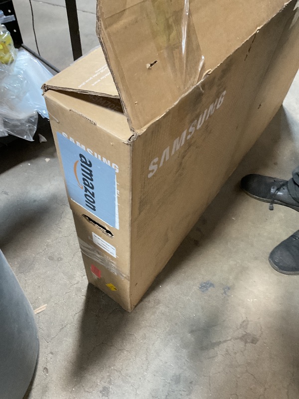 Photo 1 of **SELLING FOR PARTS. MAJOR DAMAGE TO ONE SIDE OF SCREEN **Samsung 43” Smart Monitor M7 (M70F) 4K UHD Display, Samsung Vision AI, Smart TV Apps, Gaming Hub, USB-C, HDMI and USB-A, Black, LS43FM702UNXZA, 2025