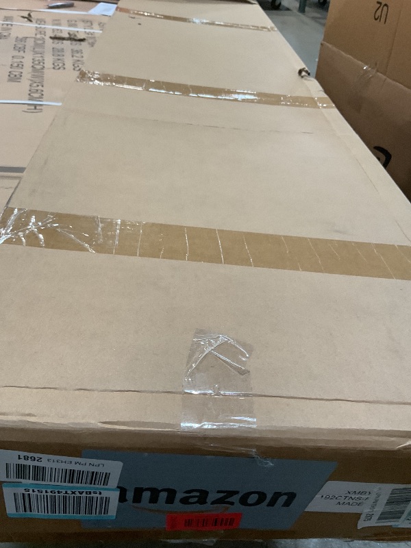 Photo 1 of **PARTS ONLY** DAMAGED** 48x96 Inch White Sliding Barn Door Slab with 8ft Hardware Kit Included, 5-Panel, MDF Wood Panel Covered with Water-Proof Scratch-Proof PVC Surface, Simple DIY Assembly