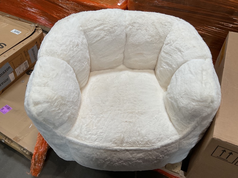 Photo 1 of *** USED/MINOR DAMAGE/DIRTY FROM TRANSPORT***Bean Bag Chair,BeanBag Chairs for Adults,Oversized Bean Bag Couch,Faux Fur Bean Bag,Stuffed Floor Sofa for Bedroom Dorm Reading,Stuffed Floor Chair for Living Room,Bedroom,Apartment,White