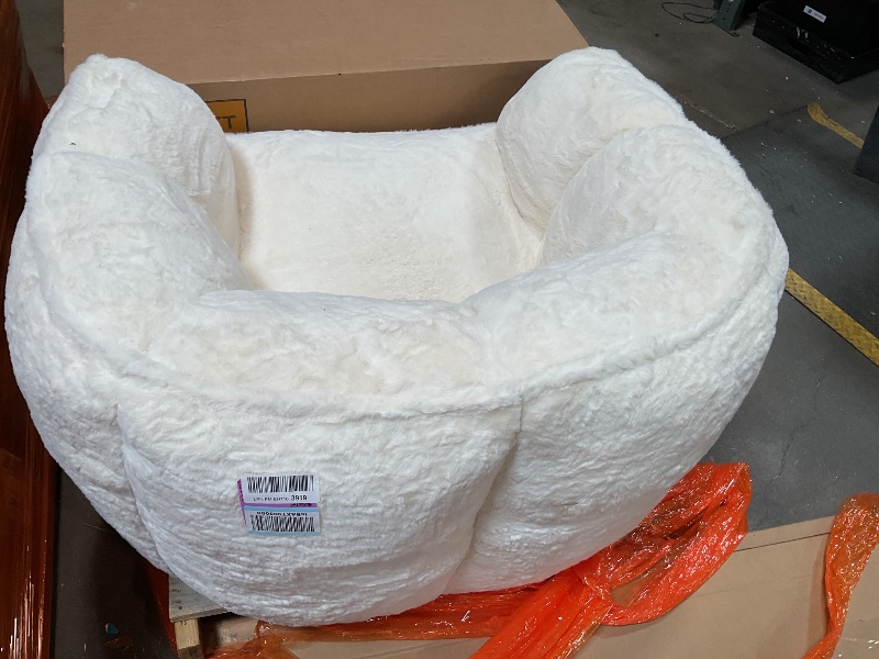 Photo 1 of *** USED/MINOR DAMAGE/DIRTY FROM TRANSPORT***Bean Bag Chair,BeanBag Chairs for Adults,Oversized Bean Bag Couch,Faux Fur Bean Bag,Stuffed Floor Sofa for Bedroom Dorm Reading,Stuffed Floor Chair for Living Room,Bedroom,Apartment,White