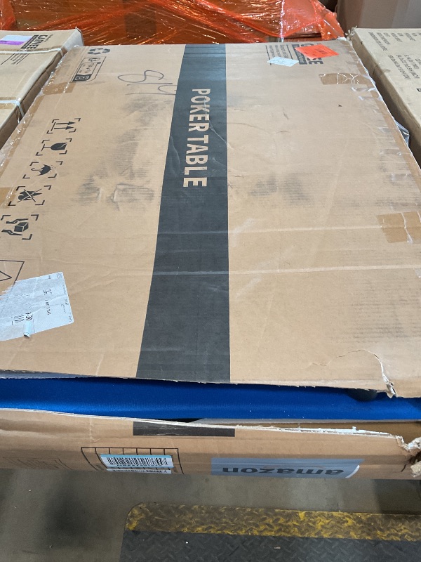 Photo 1 of **MISSING ASSEMBLY HARDWARE*** IDEALHOUSE Oval Poker Table with Collapsible Legs, 10 Player Blackjack Gaming Table, Casino Leisure Table with Water-Resistant Cushioned Rail and Stainless Steel Cup Holders,Blue
