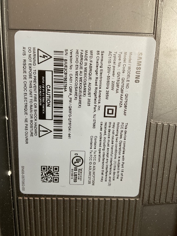 Photo 1 of *** USED MAJOR DAMAGE /PARTS ONLY***Samsung 75-Inch Class QLED Q8F 4K UHD Smart TV (2025 Model) Q4 AI Processor, 100% Color Volume with Quantum Dot, AirSlim Design, Endless Free Content, Samsung Vision AI, Alexa Built-in