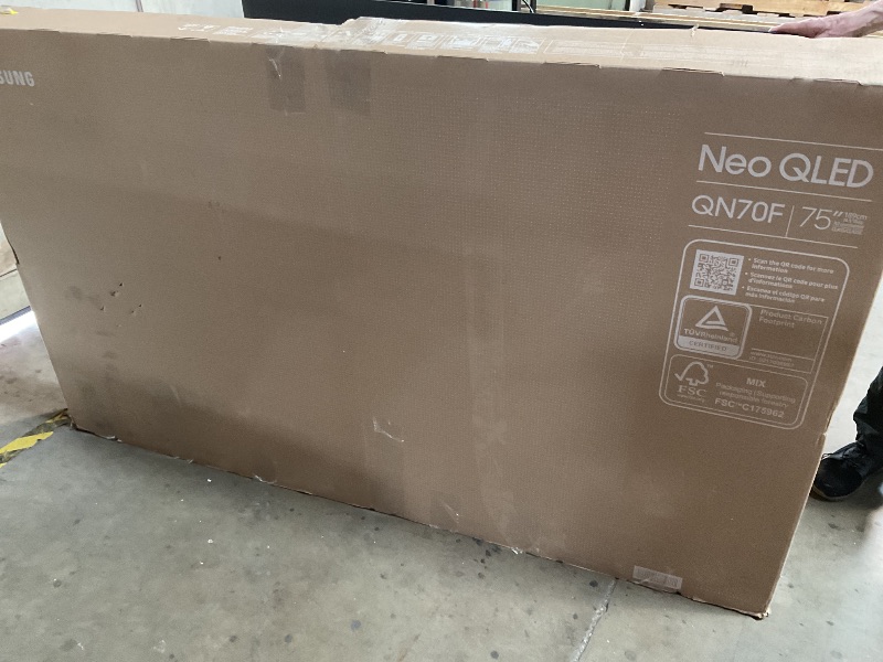 Photo 1 of *** USED/MAJOR DAMAGE/USE FOR PART ONLY***Samsung 75-Inch Class Neo QLED QN70F 4K Mini LED Smart TV (2025 Model) NQ4 AI Gen2 Processor, Quantum Matrix Technology Slim, Motion Xcelerator 144Hz, Samsung Vision AI, Alexa Built-in