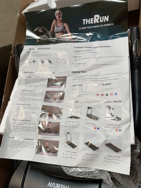 Photo 1 of *** USED/UNKNOWN MISSING PARTS ARE HARDWARE***THERUN Incline Treadmill, Treadmills for Running and Walking, 300 lbs Weight Capacity Folding Treadmill with 0-15% Auto Incline, Wide Belt, 3.5HP, App, Heart Rate, Red