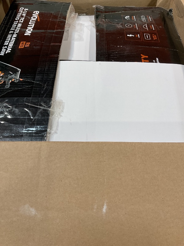 Photo 1 of **FOR PARTS MORE THAN HEAVILY USED/ HAS DAMAGED (BROKEN OFF PIECES)*** Evolution R8MTS 8-1/4" Convertible Miter/Table Saw - Multi-Function Saw - 0-45° Bevel & +/- 45° Miter - Multi-Material Cutting: Wood, Plastic, Metal - Compact, Powerful 12A Motor - TCT