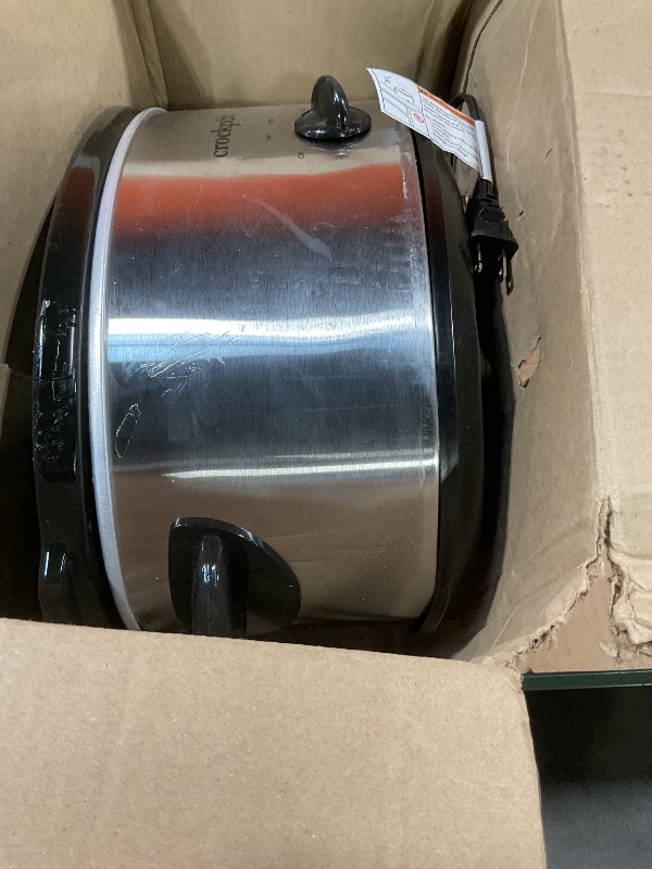 Photo 1 of ***BROKEN BASE**PARTS ONLY***
rock-Pot 7-Quart Manual Slow Cooker, Family Size Serves 8+ People & Fits 6-lb Roast, Removable Stoneware with Warming Setting, Dishwasher Safe for Easy Cleanup, Stainless Steel