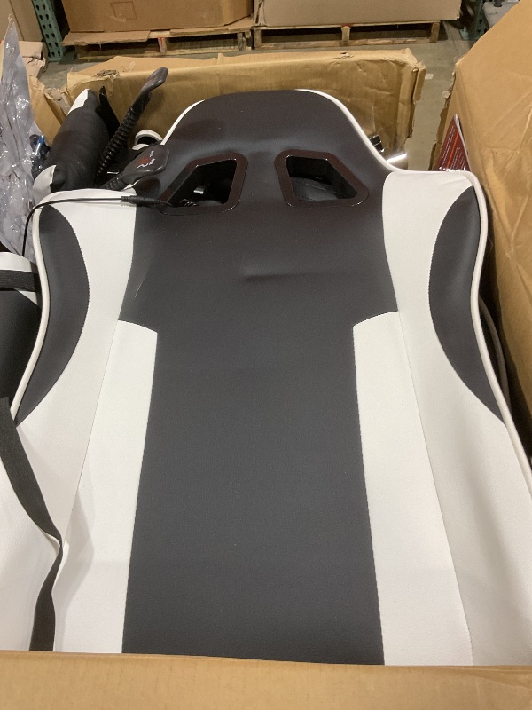 Photo 1 of ***FOR PARTS HAS DAMAGES TO MATERIAL & MISSNG ASSEMBLY HARDWARE*** GTPLAYER Gaming Chair, Computer Chair with Footrest and Lumbar Support, Height Adjustable Game Chair with 360°-Swivel Seat and Headrest and for Office or Gaming (Snow White)
