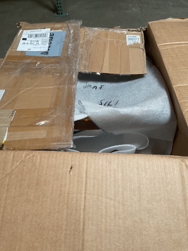 Photo 1 of ***HAS MINOR DAMAGES & MISSING ASSEMBLY PIECES*** Armen Living Sonia 26" Counter Height Swivel Gray Faux Leather and Walnut Wood Bar Stool