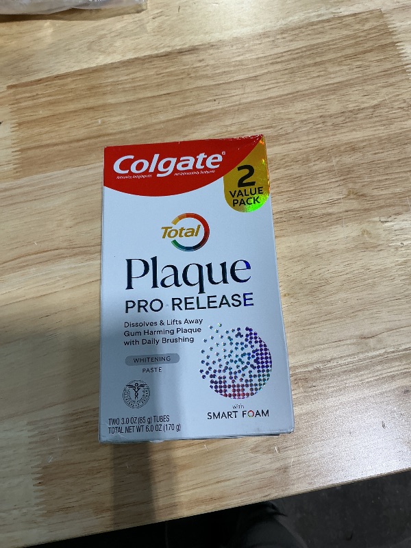 Photo 1 of ***ONLY 1 TUBE***Colgate Total Plaque Pro Release Whitening Toothpaste Pack, Whitening Fluoride Toothpaste, Fights Plaque, Bad Breath, Tartar Buildup, and Helps Protect Teeth from Sensitivity, 2 Pack, 3.0 oz
