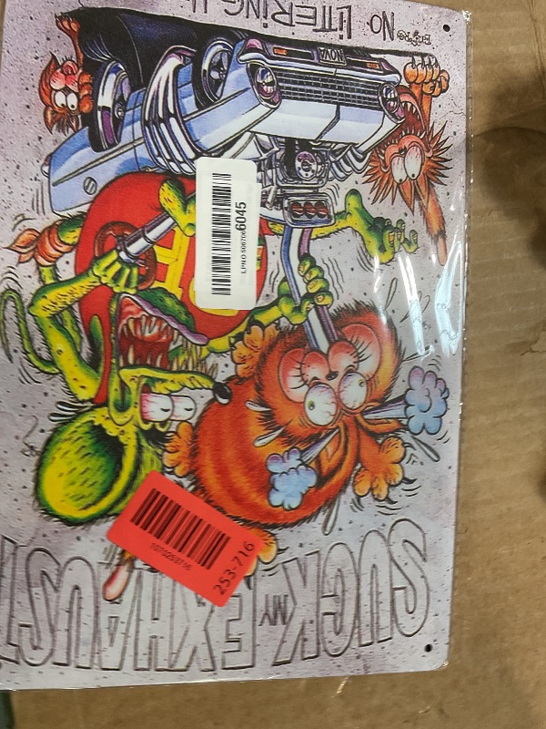 Photo 1 of **BEND DAMAGE**Wisesign Rat Fink Suck My Exhaust, Ed Roth, Big Daddy, Daddy Roth, Signs Rusty Look Reproduction Metal Tin Sign 8X12 Inches Oil Station Gas Sign