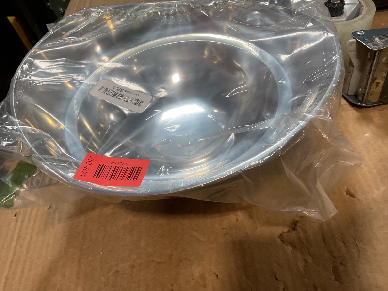 Photo 1 of ** BOWL only **Decorative Acacia Wood & Silver Serving Bowl With Two Servers, Fork & Spoon, Stainless Steel Metal & Brass, Dark Wooden Trim Accent Basket Salad Fruit, Potpourri Living, Dining Room Table Home Decor