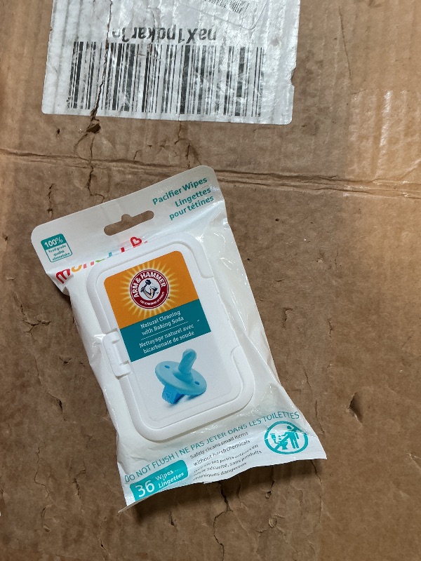 Photo 1 of Munchkin Arm & Hammer Pacifier Wipes - Safely Cleans Breast Pump Parts and Feeding Essentials for Baby and Toddler, 1 Pack, 36 Wipes