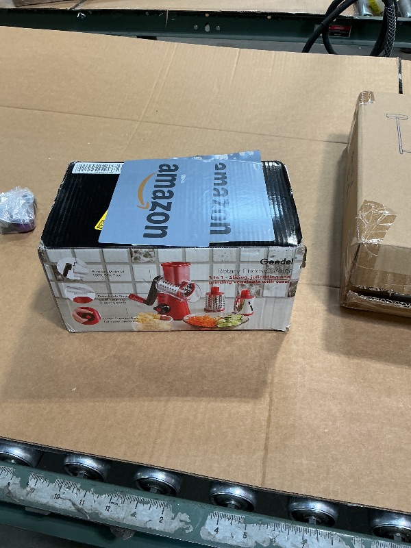 Photo 1 of **USED/ DIRTY** Geedel Rotary Cheese Grater, Kitchen Mandoline Vegetable Slicer with 3 Interchangeable Blades, Easy to Clean Rotary Grater Slicer for Fruit, Vegetables, Nuts